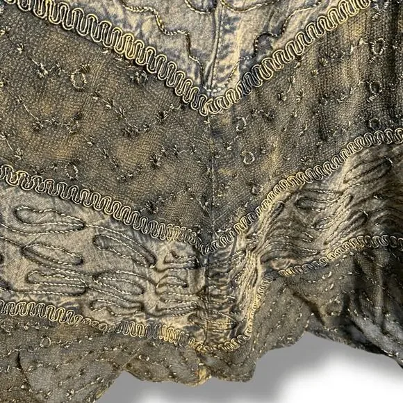 Vintage 90s Brown Boho Embroidered Crinkle Maxi Sleeveless Sundress Plus Size 1X - Picture 5 of 11